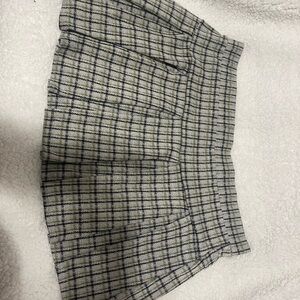 American Eagle Plaid Mini Skirt With Built In Shorts- Black and Green